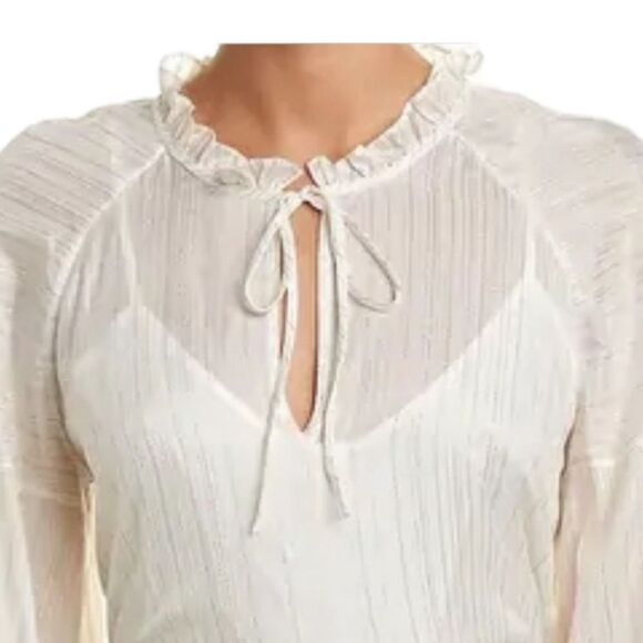 BCBGMAXAZRIA LUREX Shiffon Blouse SIZE‎ XSMALL - Picture 3 of 15